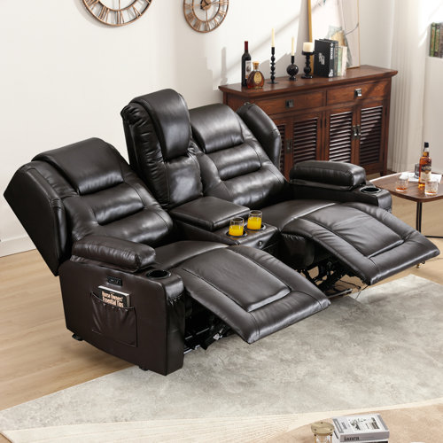 Wrought Studio Home Theater Loveseat Recliner Power Recliner Chair with